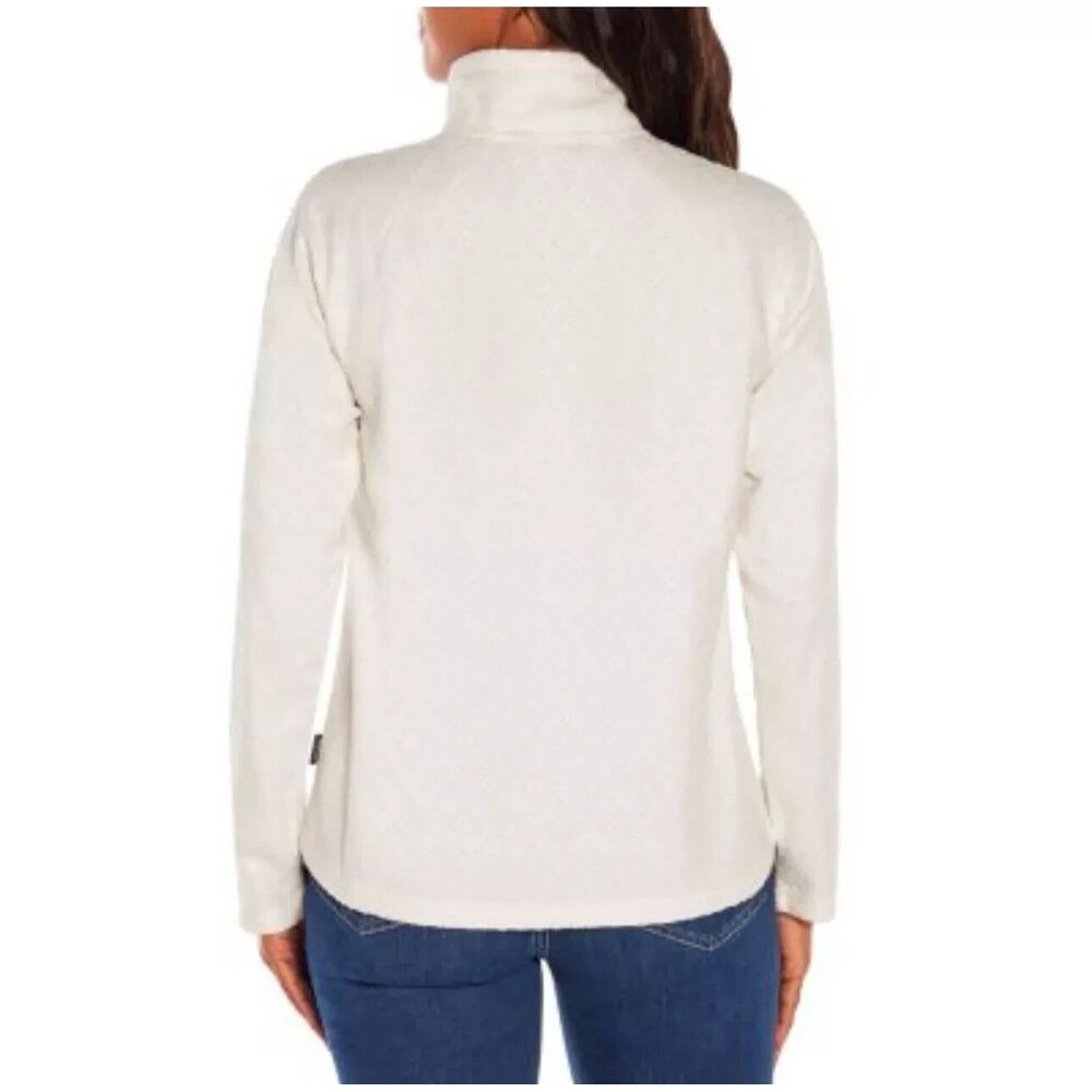 Eddie Bauer Women's Long Sleeve Polar Fleece Quarter Zip Pullover L Large Ivory - Picture 4 of 16